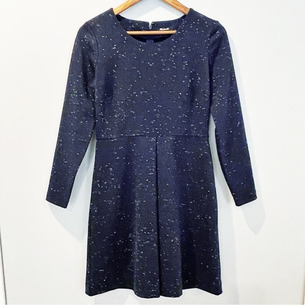Madewell Gia Marled Fit & Flare Dress Navy Size 4 EUC - Picture 2 of 16